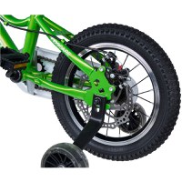 Bicicleta pentru copii 2-4 ani KidsCare HappyCycles 12 inch cu roti ajutatoare si frane pe disc verde - 3