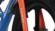 Bicicleta pentru copii Carpat PRO C18144B 18 inch AlbastruPortocaliu 5-7 ani Cadru aluminiu cu Suspensie, Frana spate tambur, frana fata V-Brake, Aparatoare lant, Janta Magneziu, Aparatori noroi fataspate, Sonerie