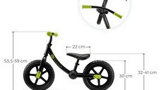 Bicicleta pentru copii copii Kinderkraft 2Way Next Offroad Black, scaun reglabil de la 32-41 cm, roti spuma EVA, ghidon reglabil, pentru copii de la 2 ani pana la 35 kg, unghi de viraj limitat