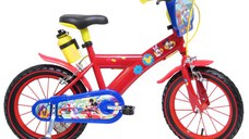 Bicicleta pentru copii Denver Mickey Mouse 16 inch, frana de mana pe ambele roti, scaun si ghidon ajustabile, roti ajutatoare detasabile