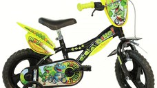 Bicicleta pentru copii Dino Bikes Dinosaur Adventure 2-4 ani, roti 12 inch, roti ajutatoare, aparatori pentru lant si roti