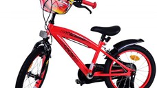 Bicicleta pentru copii EL Disney Cars 16 inch ND, frana de mana pe ambele roti, scaun si ghidon reglabil, sticla de apa, spite, roti gonflabile, stopuri reflectorizante
