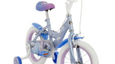 Bicicleta pentru copii Huffy Frozen, 14 inch, cu roti ajutatoare, claxon, varsta 4-6 ani, scaun si ghidon reglabile pe inaltime, anvelope cu profil gros