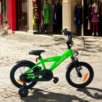 Bicicleta pentru copii Procart Verde 14 inch, roti ajutatoare detasabile, cadru otel 21.5 cm, manere cauciucate, ghidonsa reglabile - 7