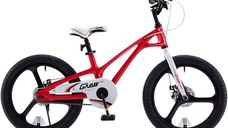 Bicicleta pentru copii Royal Baby Galaxy G1801C 18 inch RosuAlb 5-7 ani, Cadru Magneziu, Frane Disc, Roti Ajutatoare