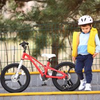 Bicicleta pentru copii Royal Baby Galaxy G1801C 18 inch RosuAlb 5-7 ani, Cadru Magneziu, Frane Disc, Roti Ajutatoare - 2
