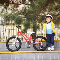 Bicicleta pentru copii Royal Baby Galaxy G1801C 18 inch RosuAlb 5-7 ani, Cadru Magneziu, Frane Disc, Roti Ajutatoare - 5