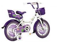 Bicicleta pentru copii Visitor Mov Blackberry, roti 16 inch, roti ajutatoare, scaun papusi, cos frontal, manere cauciucate - 3