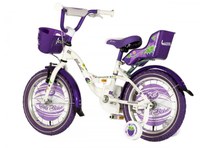 Bicicleta pentru copii Visitor Mov Blackberry, roti 16 inch, roti ajutatoare, scaun papusi, cos frontal, manere cauciucate - 5