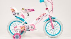 Bicicleta pentru fetite Toimsa Paw Patrol Girl 14 inch cu roti ajutatoare, 2 cosulete, frana de mana pe ambele roti, scaun si ghidon reglabile pe inaltime