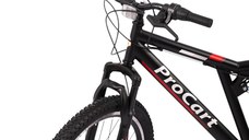 Bicicleta Procart MTB Rosu full suspension, 26 inch, 21 viteze, sistem de franare pe disc, cadru otel