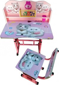 Birou pentru copii Novokids My first desk Pisicute Roz din MDF, cu jucarii interactive, dimensiuni 68x43x65, cadru metalic - 3