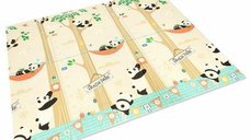 Bocioland Panda - Covoras de Joaca Pliabil, 180 x 150 cm, cu Imprimeu Dublu, Ideal pentru Interior si Exterior