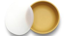 Bol de hranire cu capac din silicon natural si ventuza 6 luni+ Yellow