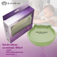 Bol din silicon AppeKids Kitty II Raw Green - 2
