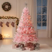 Brad artificial deluxe roz 220 cm, diametru 138 cm, 14 niveluri, 89 ramuri, 536 ace, aspect luxuriant - 2