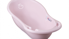 Cadita Bebe Duck Roz cu Suport Metalic de 86 cm