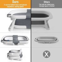 Cadita bebelusi ultrapliabila Little Mom grey, cu pernuta moale plutitoare, termometru cu display digital incorporat, dop pentru evacuarea apei, suport cap de dus, antiderapant, material non-toxic - 2