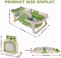 Cadita bebelusi ultrapliabila Little Mom Grey Frog, cu pernuta moale detasabila, termometru display digital,suport cap de dus, dop pentru evacuarea apei, material Non-Toxic, 0-36 Luni - 8