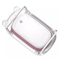 Cadita Little Mom Bear Pink pliabila cu margini rotunjite, dop evacuare apa, picioare antiderapante, suprafata antialunecare, dimensiune 81,7 x 47 x 21,6 cm - 1