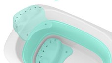 Cadita Little Mom Bimbi Green cu scaunel inclus, pliabila, margini rotunjite, dop evacuare apa, fara bpa, picoare antiderapante, dimeniune 88x56x43 cm