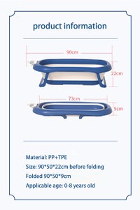 Cadita Little Mom King Blue pentru copii pliabila, cu dop pentru evacuare apa, baza antialunecare, structura piramidala, dimensiune 84 x 22 x 50 cm - 3