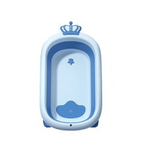 Cadita Little Mom King Blue pentru copii pliabila, cu dop pentru evacuare apa, baza antialunecare, structura piramidala, dimensiune 84 x 22 x 50 cm - 4