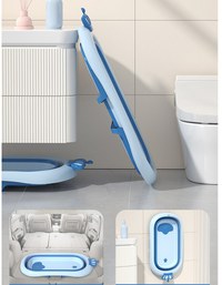 Cadita Little Mom King Blue pentru copii pliabila, cu dop pentru evacuare apa, baza antialunecare, structura piramidala, dimensiune 84 x 22 x 50 cm - 5