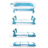 Cadita Little Mom Lemon Bathtub Blue pliabila, cu margini rotunjite, dop evacuare, senzor temperatura - 2