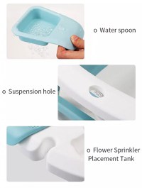 Cadita Little Mom Lemon Bathtub Blue pliabila, cu margini rotunjite, dop evacuare, senzor temperatura - 5