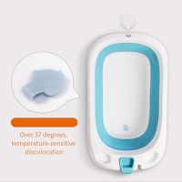 Cadita Little Mom Lemon Bathtub Blue pliabila, cu margini rotunjite, dop evacuare, senzor temperatura - 6