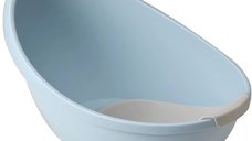 Cadita pentru bebelusi cu forma ergonomica,suprafata antiderapanta si protectie spate Little Mom Egg Blue