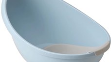 Cadita pentru bebelusi cu forma ergonomica,suprafata antiderapanta si protectie spate Little Mom Egg Blue