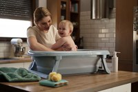 Cadita pliabila cu dop de scurgere si termometru Tega Baby Dove Grey - 5