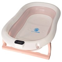 Cadita pliabila pentru bebelusi KidsCare Roz cu suport metalic, termometru, perna reductor, jucarii, protectie cap, cana pliabila - 2