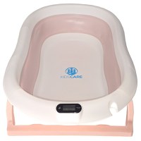 Cadita pliabila pentru bebelusi KidsCare Roz cu suport metalic, termometru, perna reductor, jucarii, protectie cap, cana pliabila - 3