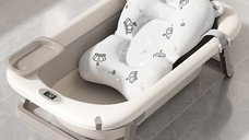 Cadiță Pliabilă pentru Copii Little Mom cu Termometru Digital și Hamac Ergonomic, 84 x 50 x 24 cm, Gri