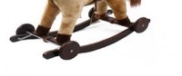 Calut balansoar pentru copii Novokids Rocking Horse Beige din plus, cu melodii, roti, platforma detasabila, functie trotineta fara pedale, dimensiuni 74x37x64 cm, greutate suportata 50 kg - 2