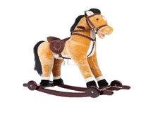 Calut balansoar pentru copii Novokids Rocking Horse XXL CremAlb din plus, cu roti, platforma detasabila, functie trotineta fara pedale, dimensiuni 85x37x77 cm, greutate suportata 50 kg - 1
