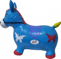 Calut de sarit gonflabil Novokids Jumping Donkey cu Sunete si lumini, Dimensiuni 55X50X25 cm, Pentru interior si exterior, Maxim 50 kg, Albastru - 1