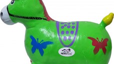 Calut de sarit gonflabil Novokids Jumping Donkey cu Sunete si lumini, Dimensiuni 55X50X25 cm, Pentru interior si exterior, Maxim 50 kg, Verde