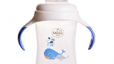 Cana cu manere si cioc de silicon Minut Baby 300 ml 6+ bleu