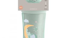 Cana cu pai din silicon KikkaBoo 220ml KikkaBoo Moony me Mint