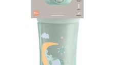 Cana cu pai din silicon KikkaBoo 220ml KikkaBoo Moony me Mint
