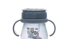 Cana cu toarte, sistem de baut din orice pozitie, cu pai flexibil, 12 luni+, 250 ml, My Friend, Cameo Blue