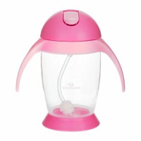 Cana de apa Bocioland cu pai si manere 300 ml 6 luni+ Pink - 1