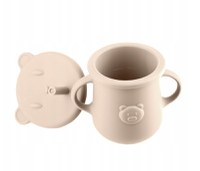 Cana din silicon pentru copii, Kidnort, cu manere laterale, pai flexibil si capac anti-scurgere, 200 ml, Retter Mjolk Bej - 2