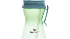 Cana sport cu clips lateral, pai moale si flexibil, capac de protectie rotativ, 360 ml, Blue Green