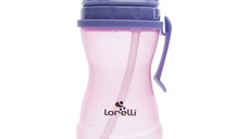 Cana sport cu clips lateral, pai moale si flexibil, capac de protectie rotativ, 360 ml, Purple Pink