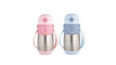 Cana termos cu pai Canpol Babies Roz, din silicon, 300 ml
